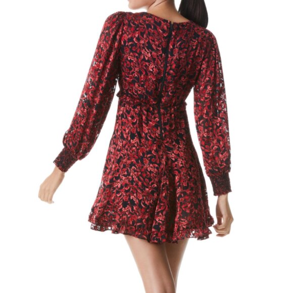 Alice + Olivia 'Briar Upstate Scroll' Burnout Mini-Dress, Deep Ruby - Picture 5 of 5